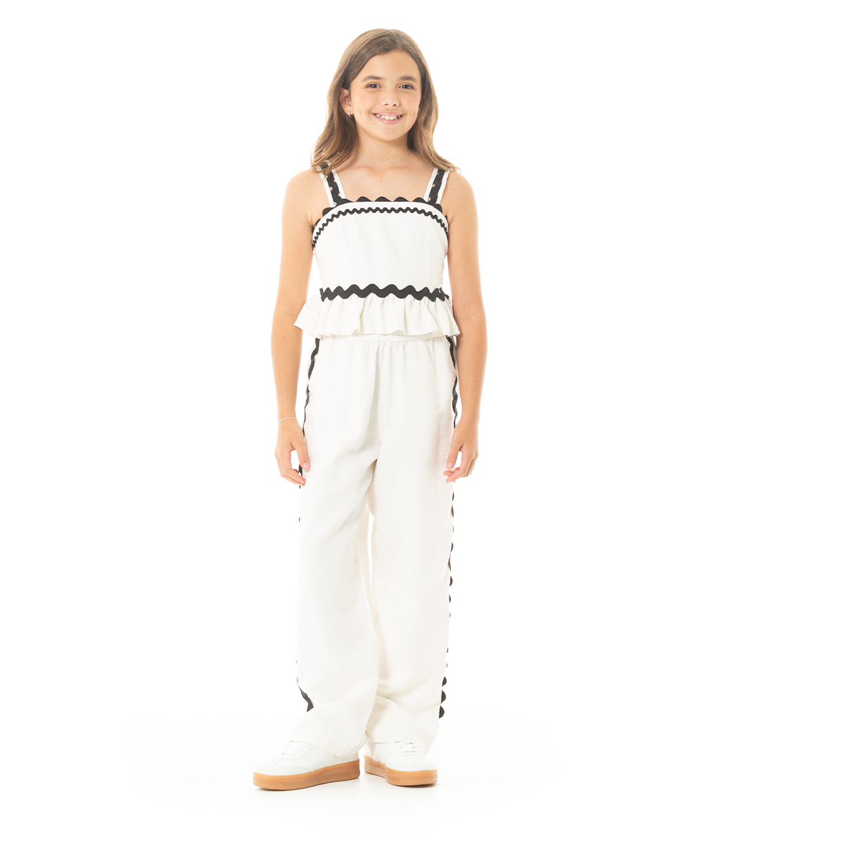 Pantalon para niñas con detalles en contraste