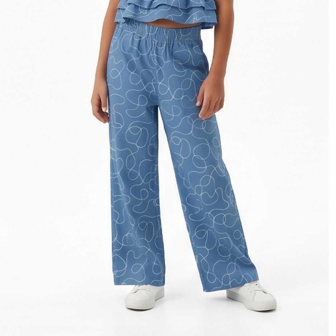 PANTALÓN TEXTURIZADO PARA NIÑA – AZUL