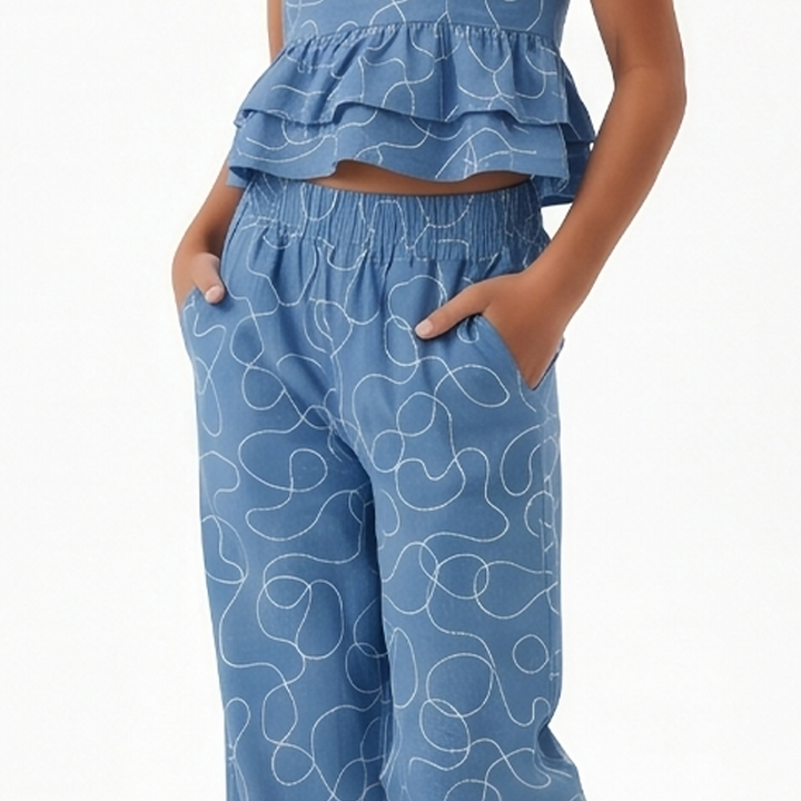 PANTALÓN TEXTURIZADO PARA NIÑA – AZUL