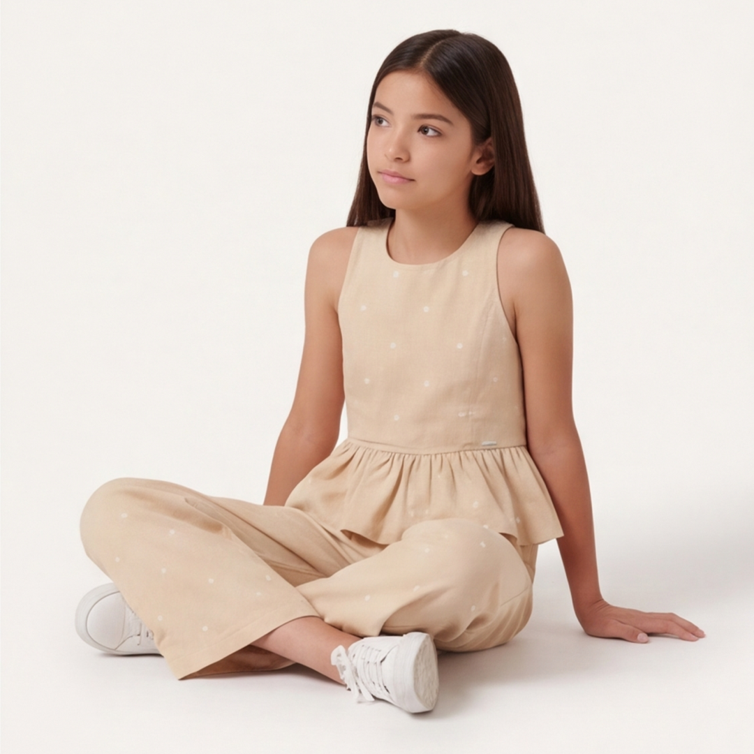 PANTALÓN PARA NIÑA WIDE LEG BORDADO