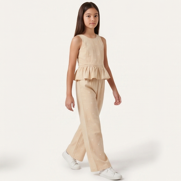 PANTALÓN PARA NIÑA WIDE LEG BORDADO