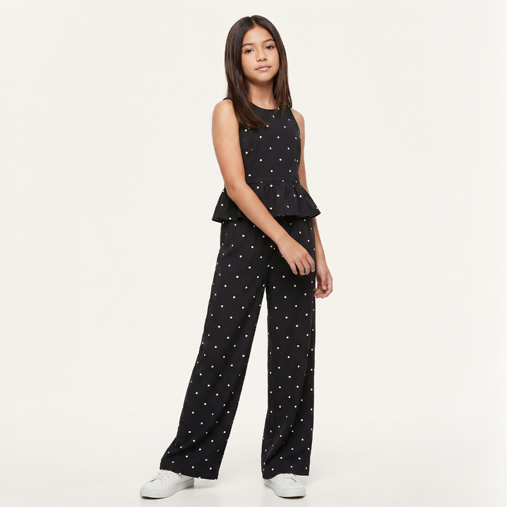 PANTALÓN NEGRO PARA NIÑAS CON DETALLES BORDADOS