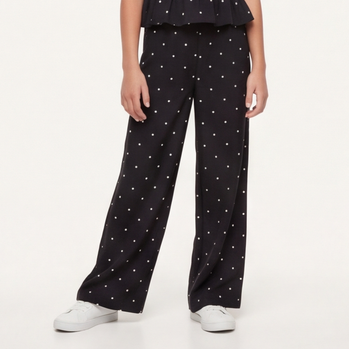 PANTALÓN NEGRO PARA NIÑAS CON DETALLES BORDADOS