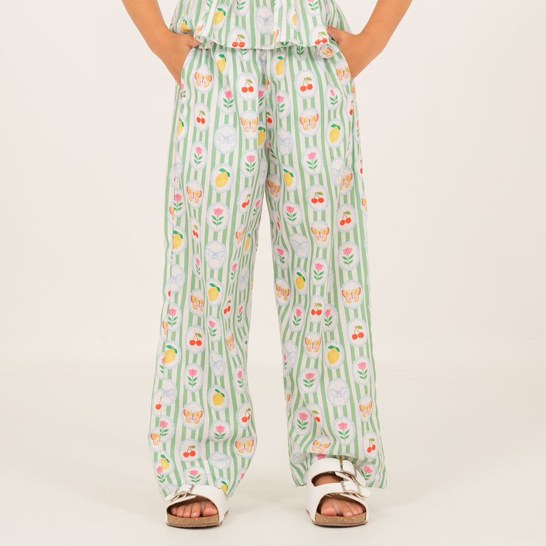 PANTALÓN PARA NIÑAS CON DISEÑO TROPICAL - VERDE