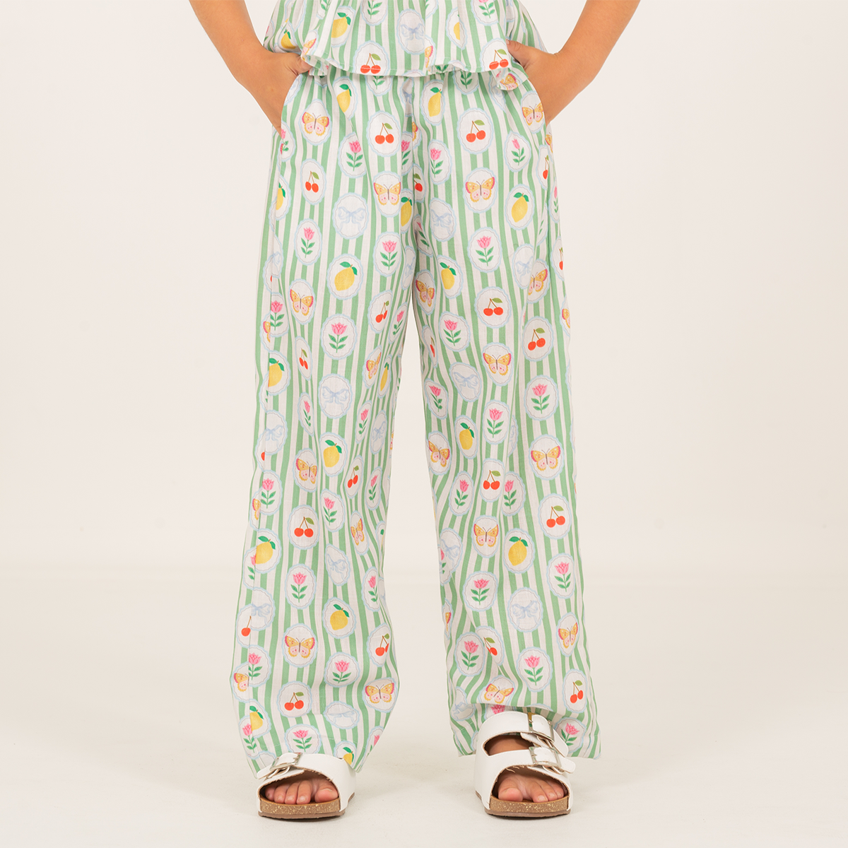 Pantalon para niñas con diseño estampado - Verde
