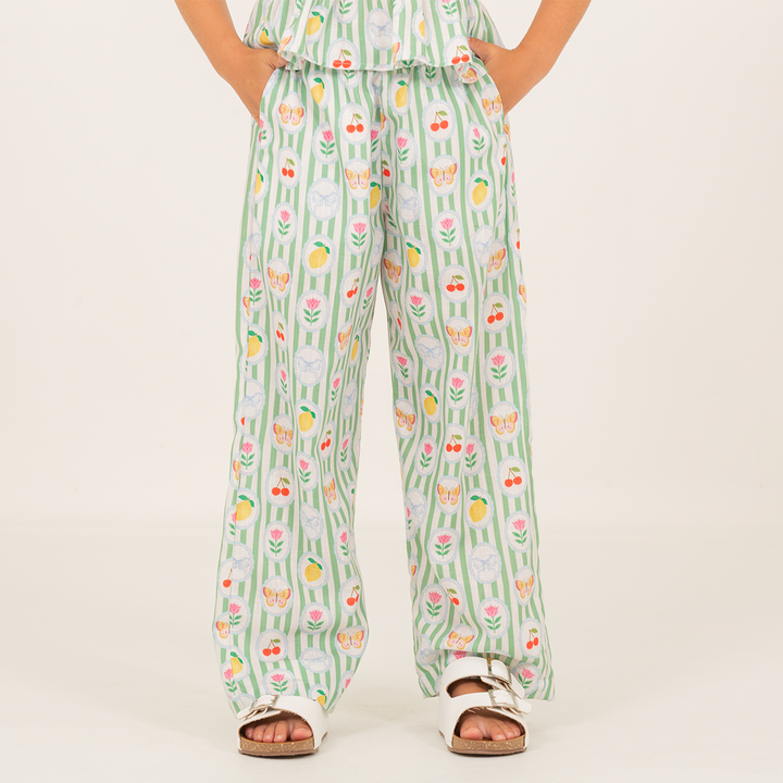 PANTALÓN PARA NIÑAS CON DISEÑO TROPICAL - VERDE