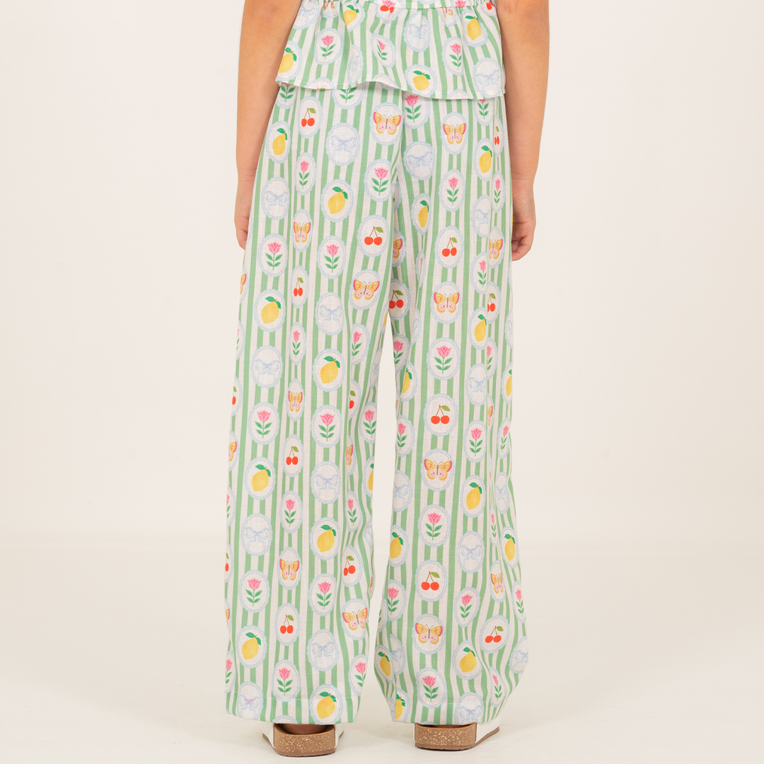PANTALÓN PARA NIÑAS CON DISEÑO TROPICAL - VERDE