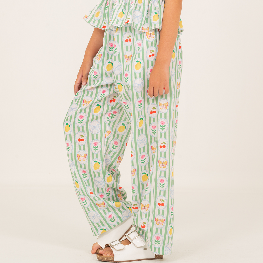 PANTALÓN PARA NIÑAS CON DISEÑO TROPICAL - VERDE