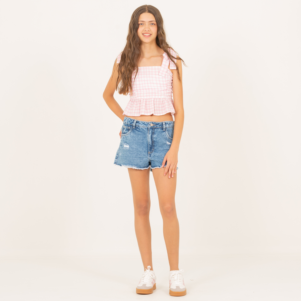 Short para niñas en denim - Azul