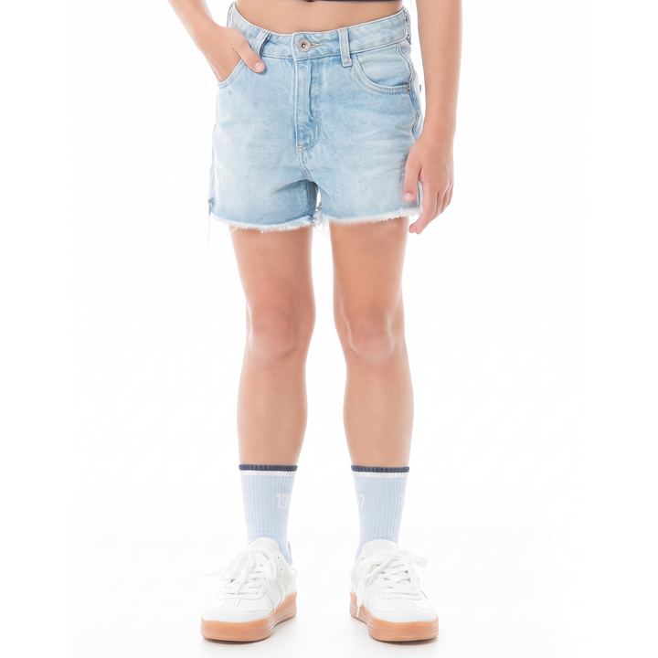 SHORT PARA NIÑAS CON ESTRELLAS EFECTO FLOCK COLOR BLANCO