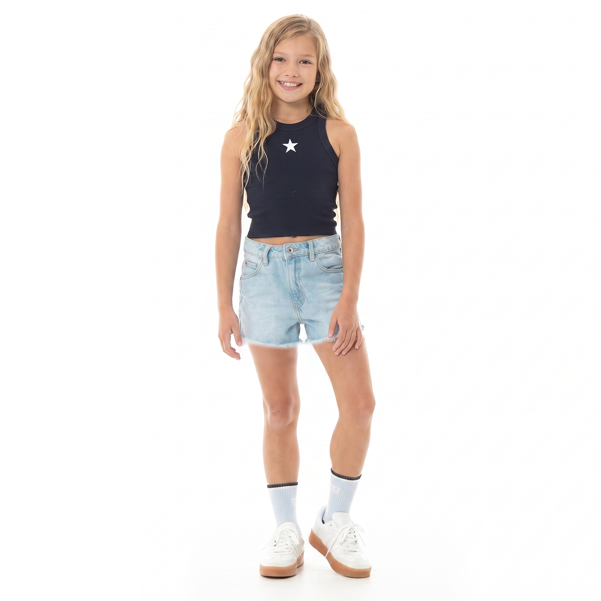 Short para niñas con estrellas efecto flock - Color blanco