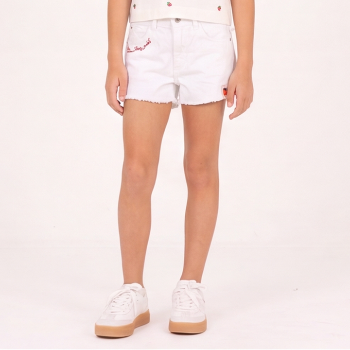 SHORT PARA NIÑAS CON DISEÑO BORDADO STRAW BERRY SWEET