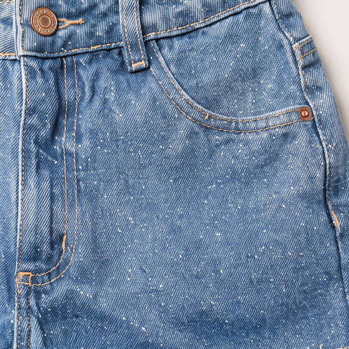 Short para niñas denim con diseño en glitter