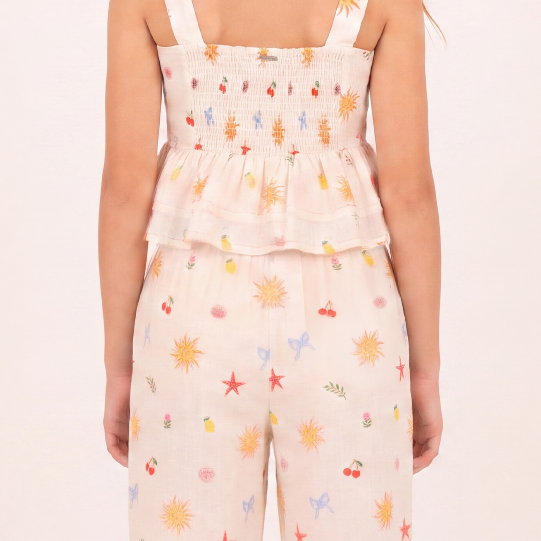 Pantalon para niñas con detalles estampados