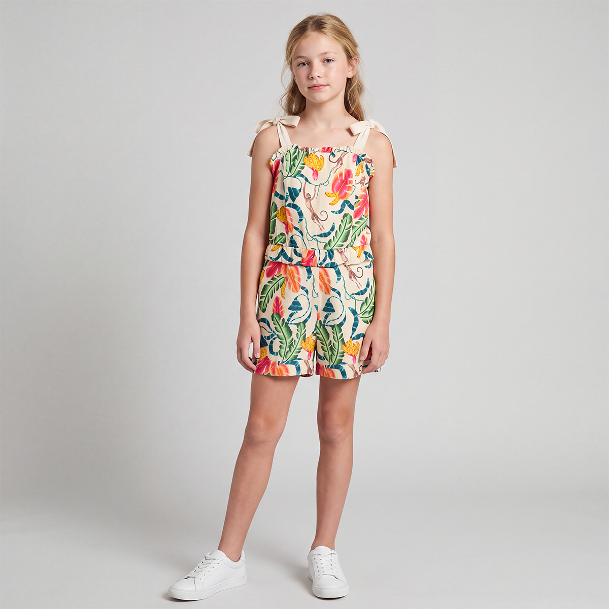 Enterizo para niñas en diseño tropical