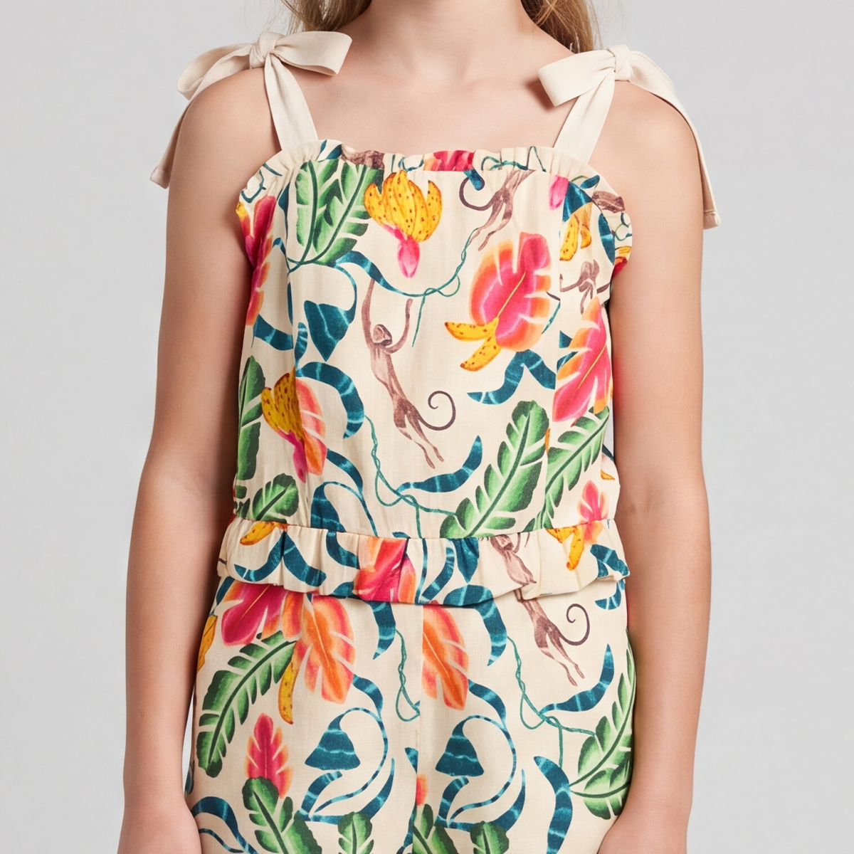Enterizo para niñas en diseño tropical