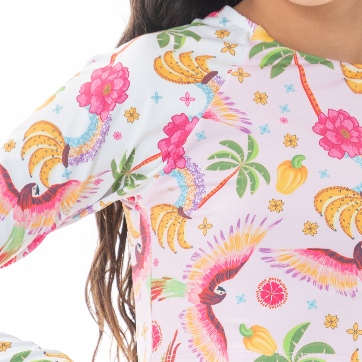 Vestido de baño para niñas de dos píezas con diseño tropical