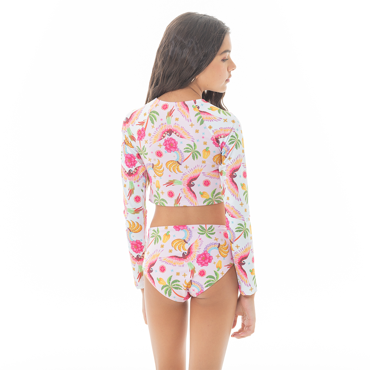 Vestido de baño para niñas de dos píezas con diseño tropical