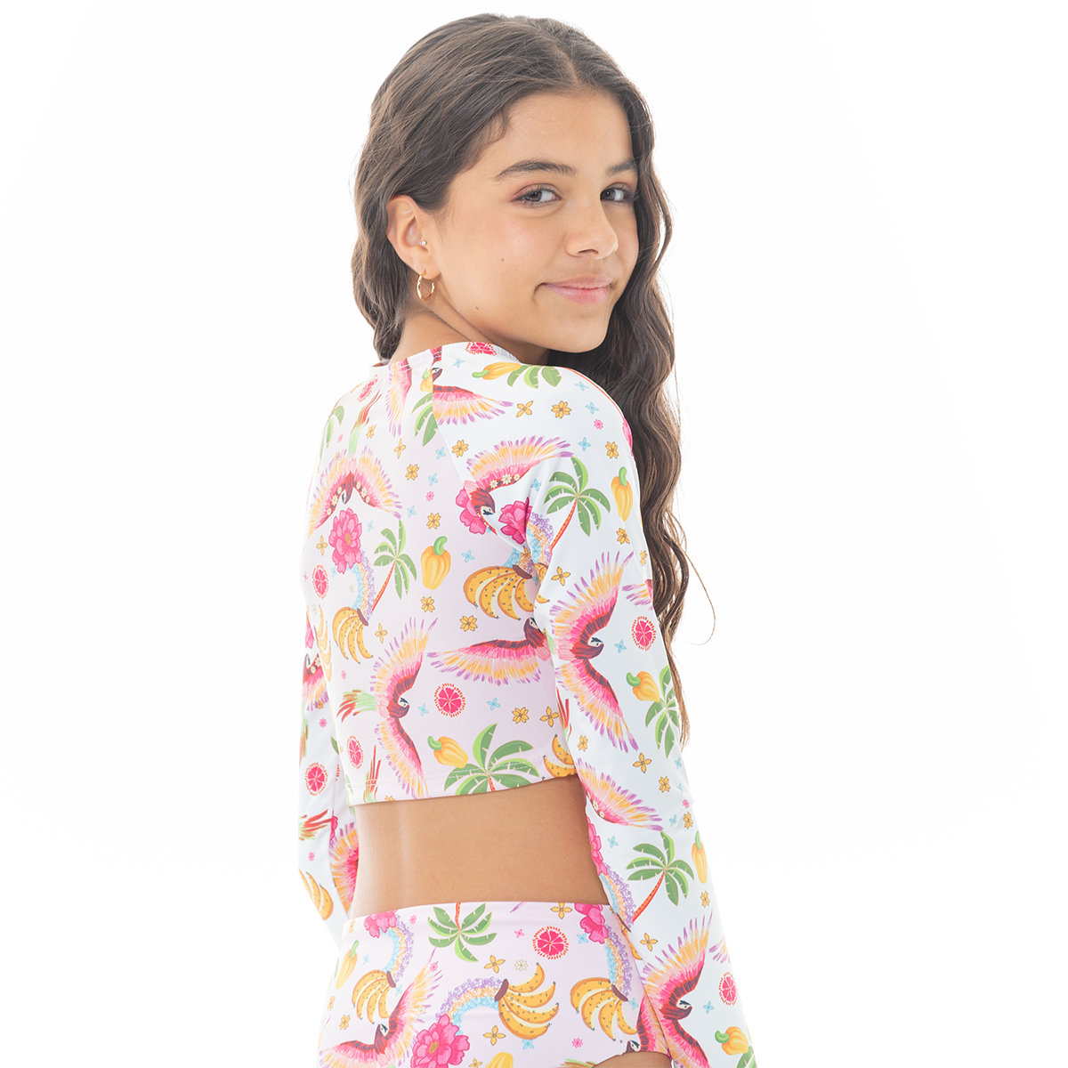 Vestido de baño para niñas de dos píezas con diseño tropical