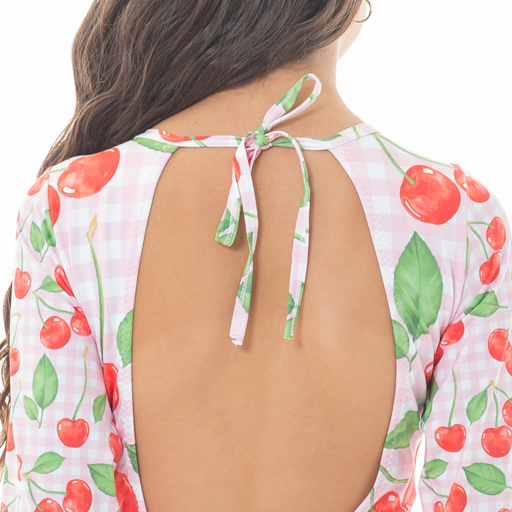 VESTIDO DE BAÑO PARA NIÑAS ENTERO CON ESTAMPADO DE CEREZAS