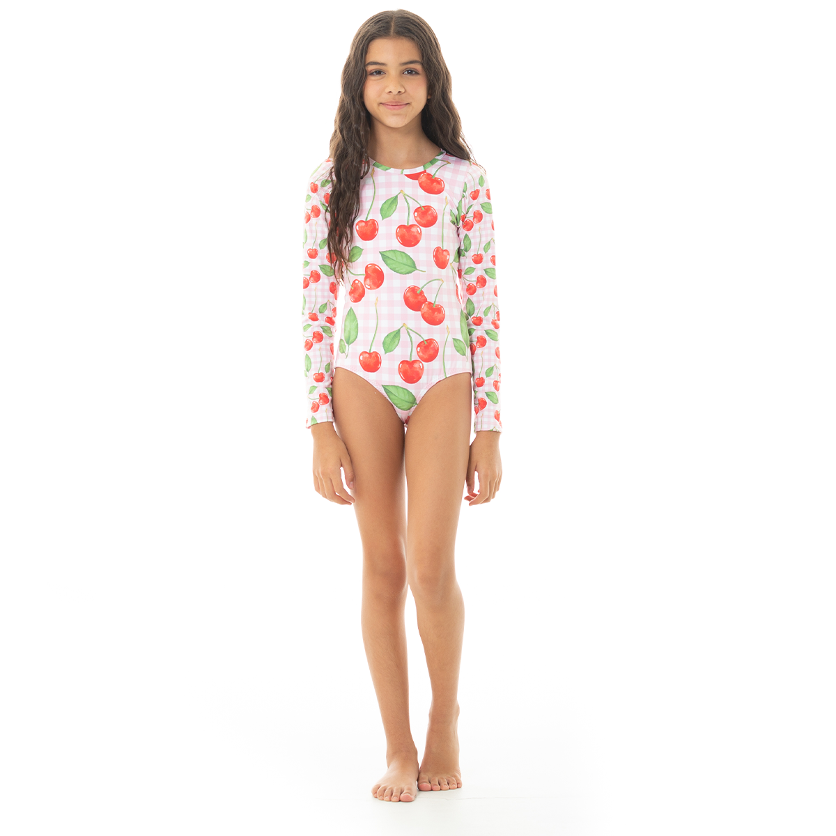 Vestido de baño para niñas entero con estampado de cerezas