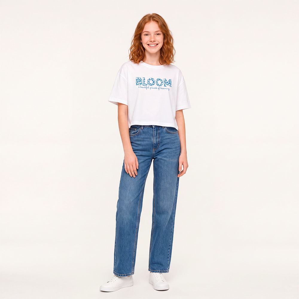 Camiseta para niñas con diseño estampado Bloom - Beige