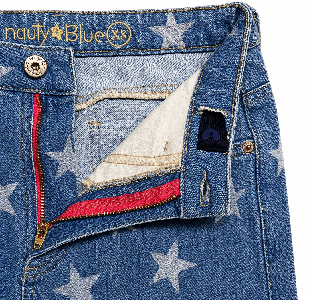 JEAN PARA NIÑAS CON DISEÑO DE ESTRELLAS - AZUL