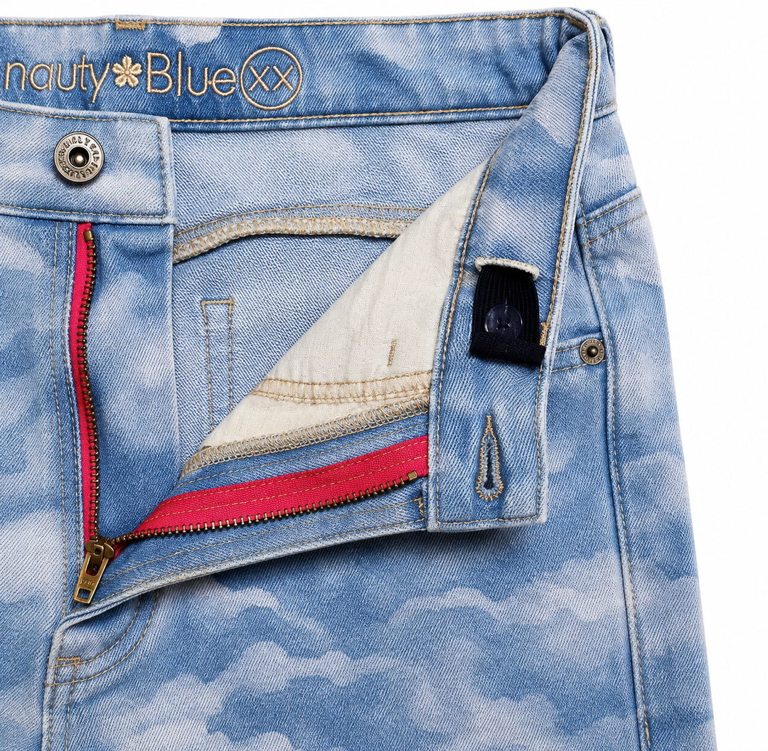 JEAN PARA NIÑAS EN JACQUARD - AZUL