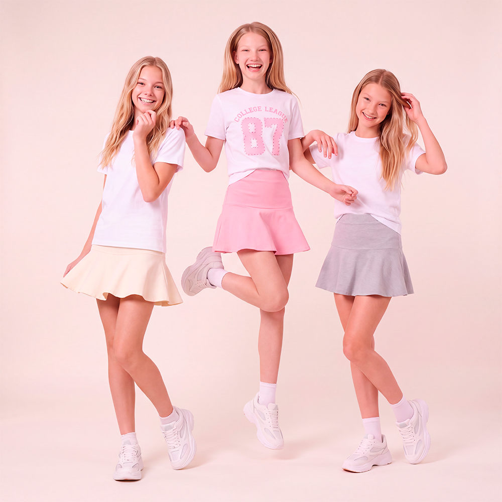 Falda short para niñas - Gris