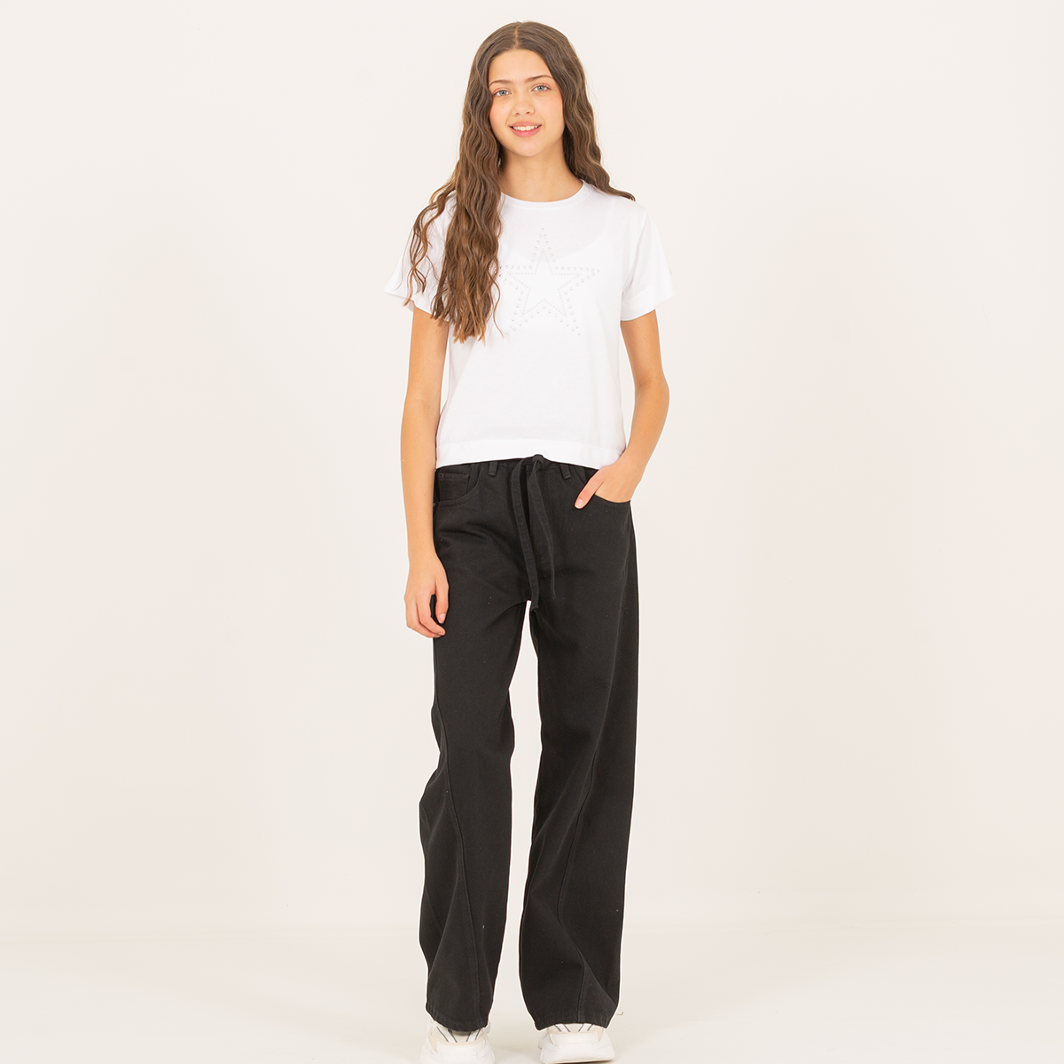 Camiseta para niñas con aplique en forma de estrella - Blanca