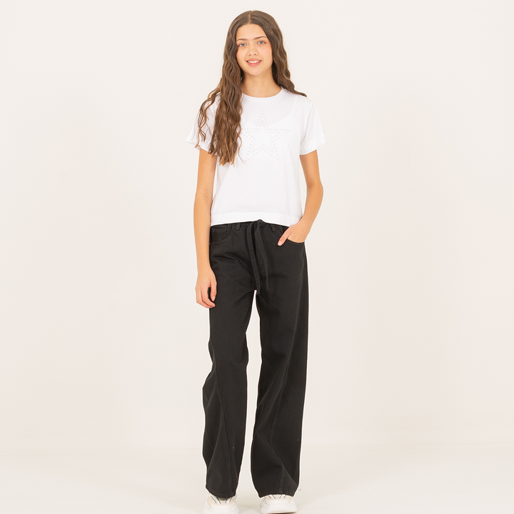 CAMISETA PARA NIÑAS CON APLIQUE EN FORMA DE ESTRELLA