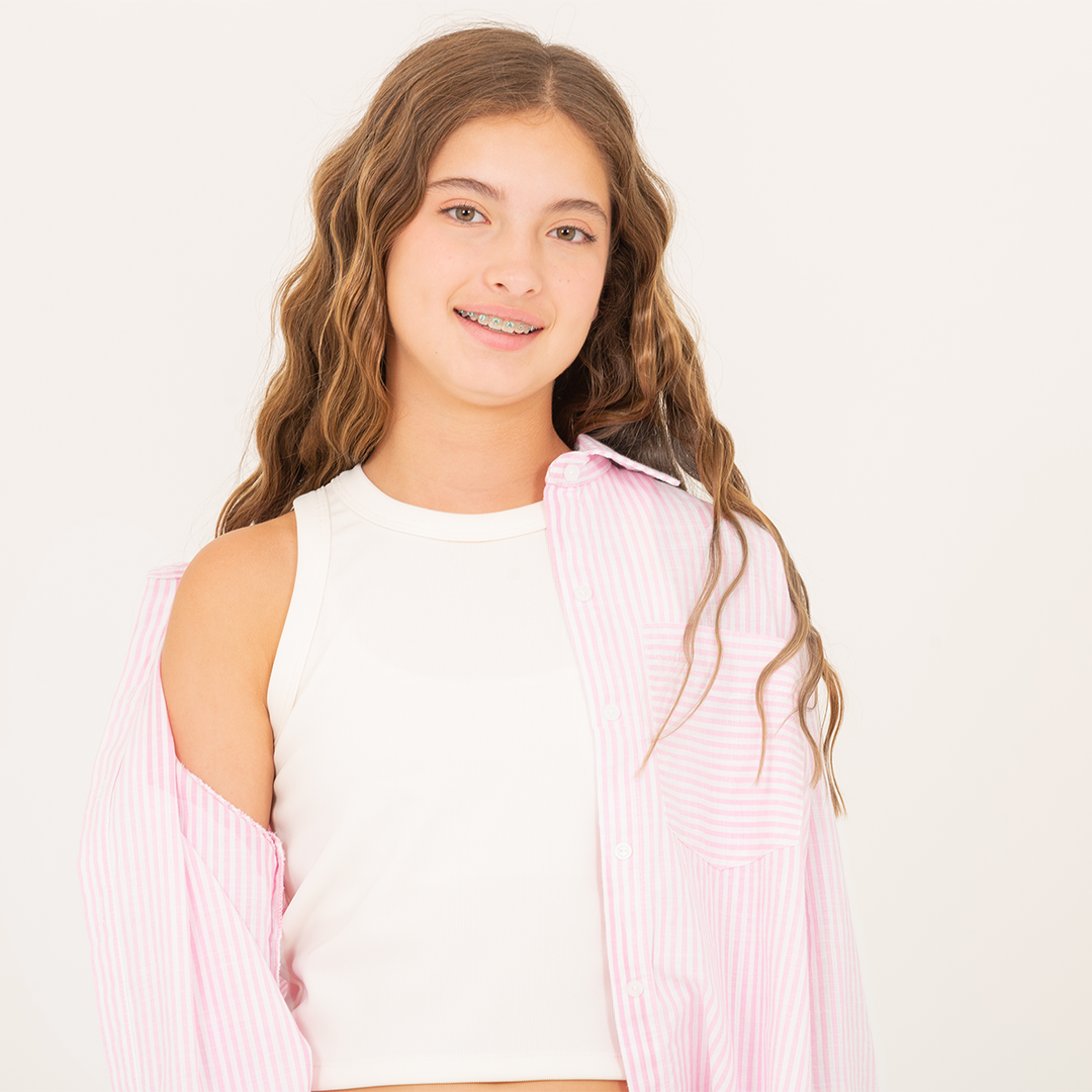 CAMISA PARA NIÑAS MANGA LARGA - COLOR ROSADO