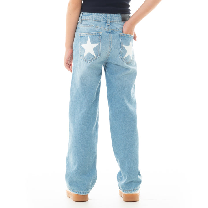 JEAN PARA NIÑAS CON DISEÑO DE ESTRELLAS EFECTO FLOCK