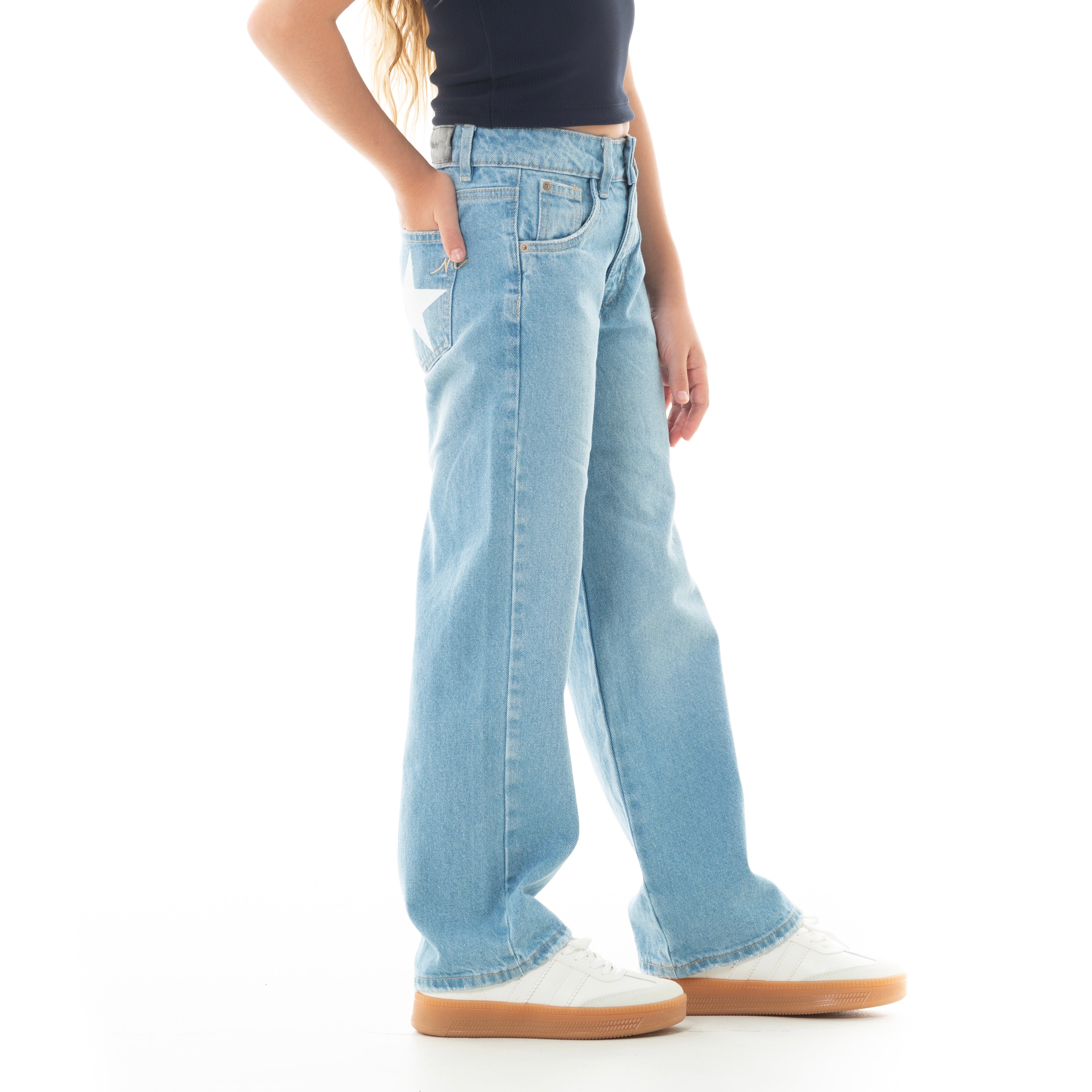 JEAN PARA NIÑAS CON DISEÑO DE ESTRELLAS EFECTO FLOCK