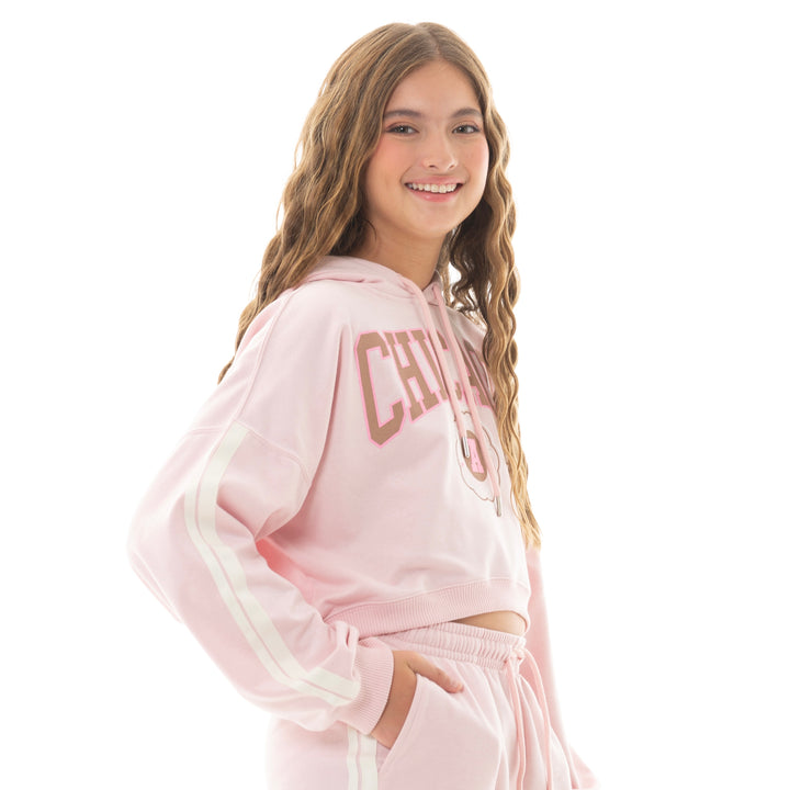 HOODIE PARA NIÑAS CHICAGO COLOR ROSA PASTEL