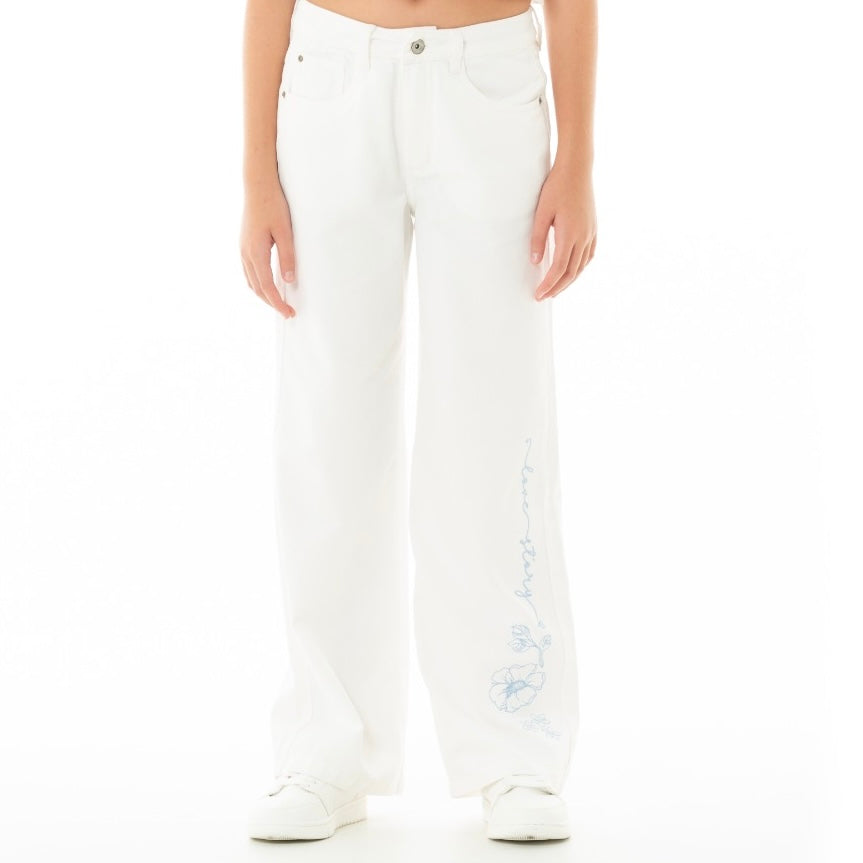 JEAN PARA NIÑAS CON DISEÑOS BORDADOS BOTA RECTA