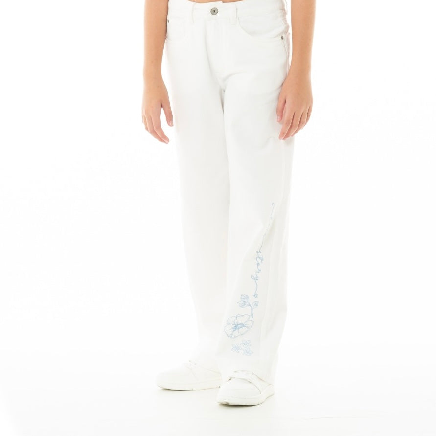JEAN PARA NIÑAS CON DISEÑOS BORDADOS BOTA RECTA
