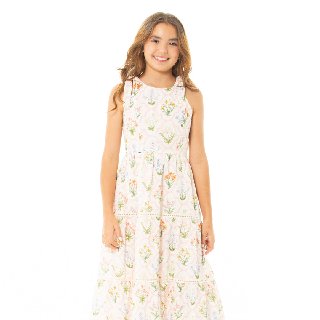 VESTIDO PARA NIÑAS LARGO CON DISEÑO FLORAL