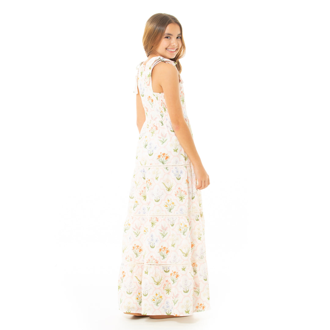 VESTIDO PARA NIÑAS LARGO CON DISEÑO FLORAL
