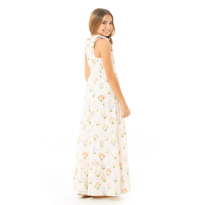 VESTIDO PARA NIÑAS LARGO CON DISEÑO FLORAL