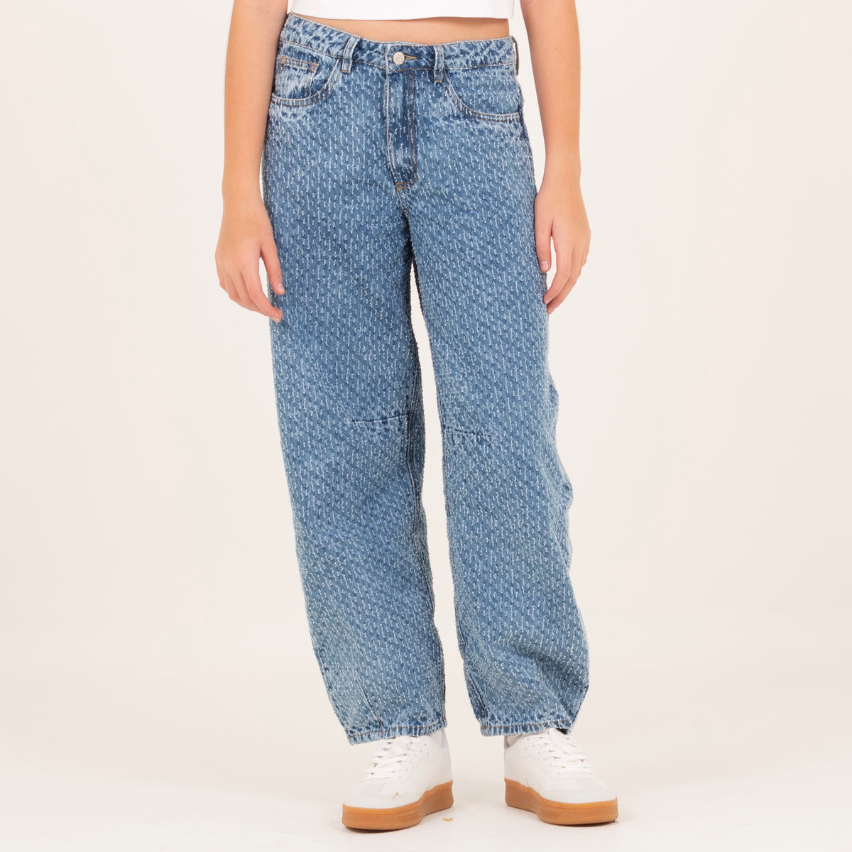Jean para niñas en indigo de diseño texturizado - Azul