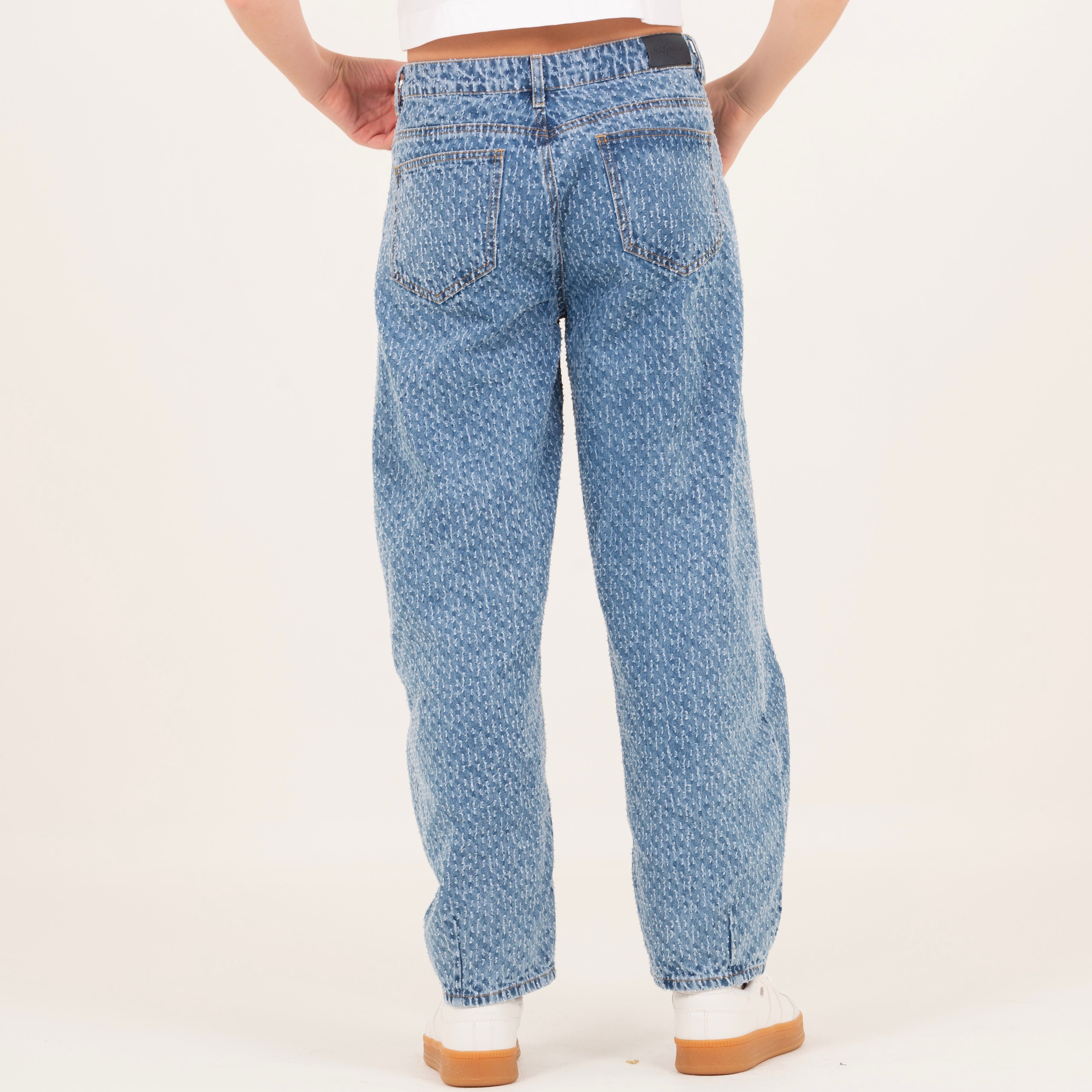 Jean para niñas en indigo de diseño texturizado - Azul