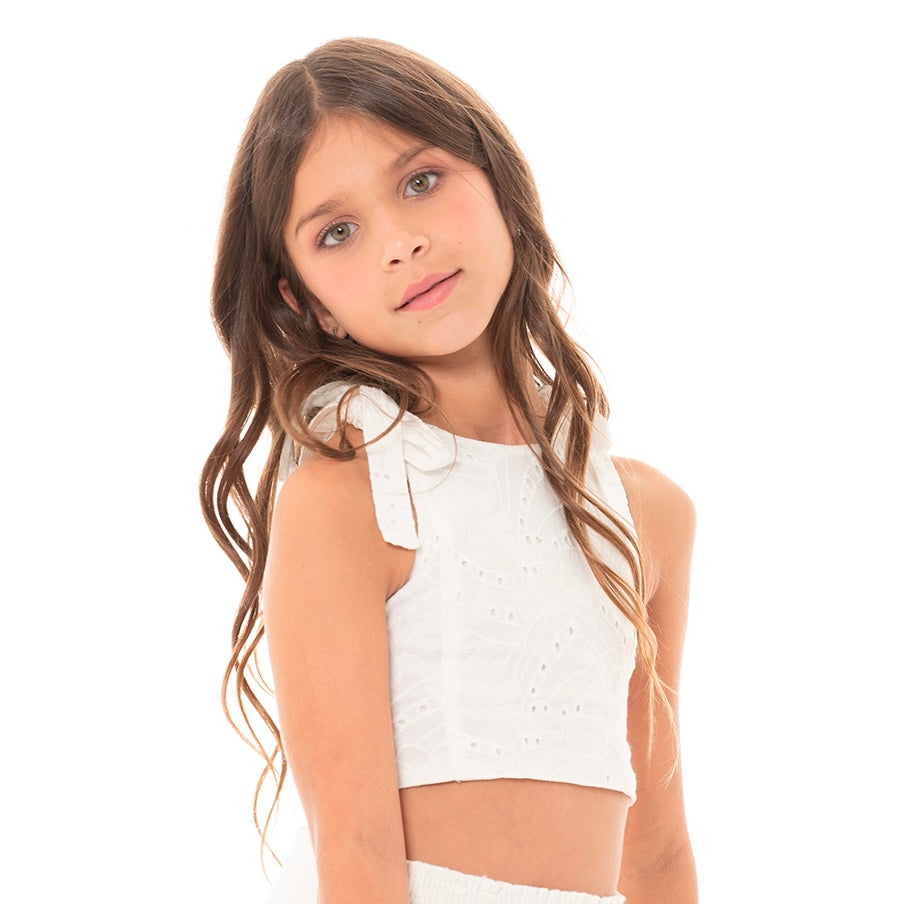 CROP TOP PARA NIÑAS CON DISEÑO EN OJALILLO