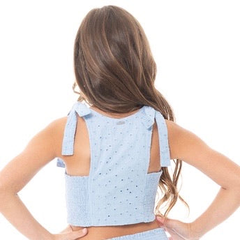 CROP TOP PARA NIÑAS CON DISEÑO EN OJALILLO
