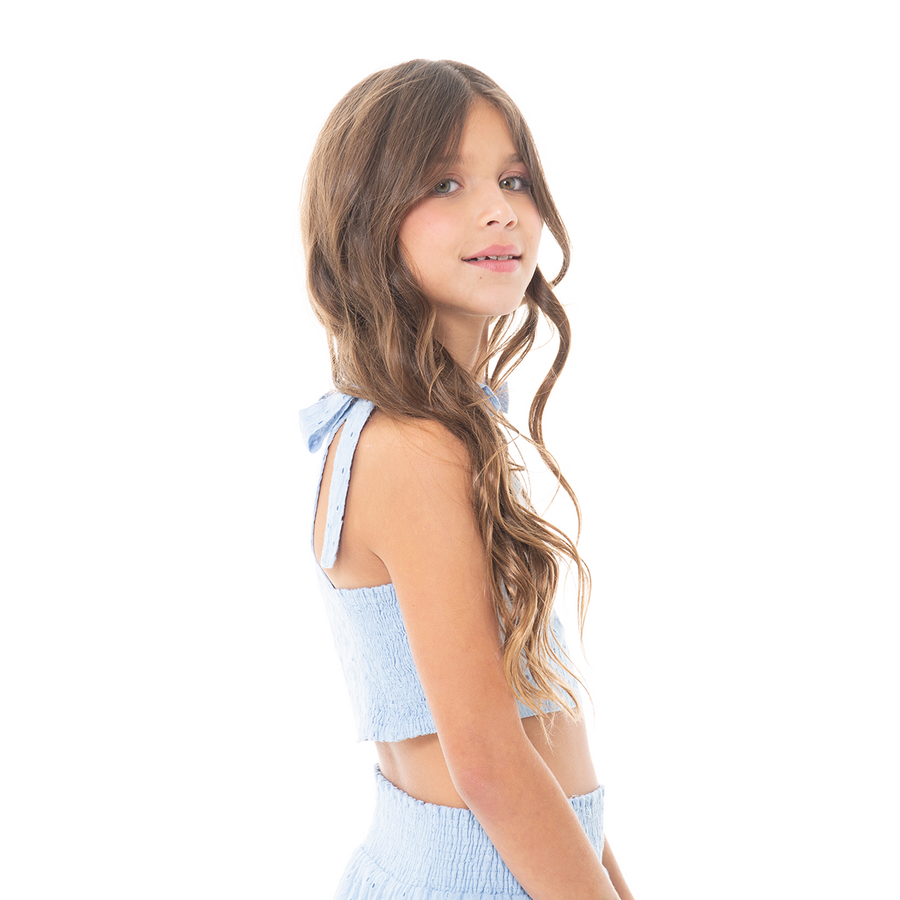 CROP TOP PARA NIÑAS CON DISEÑO EN OJALILLO