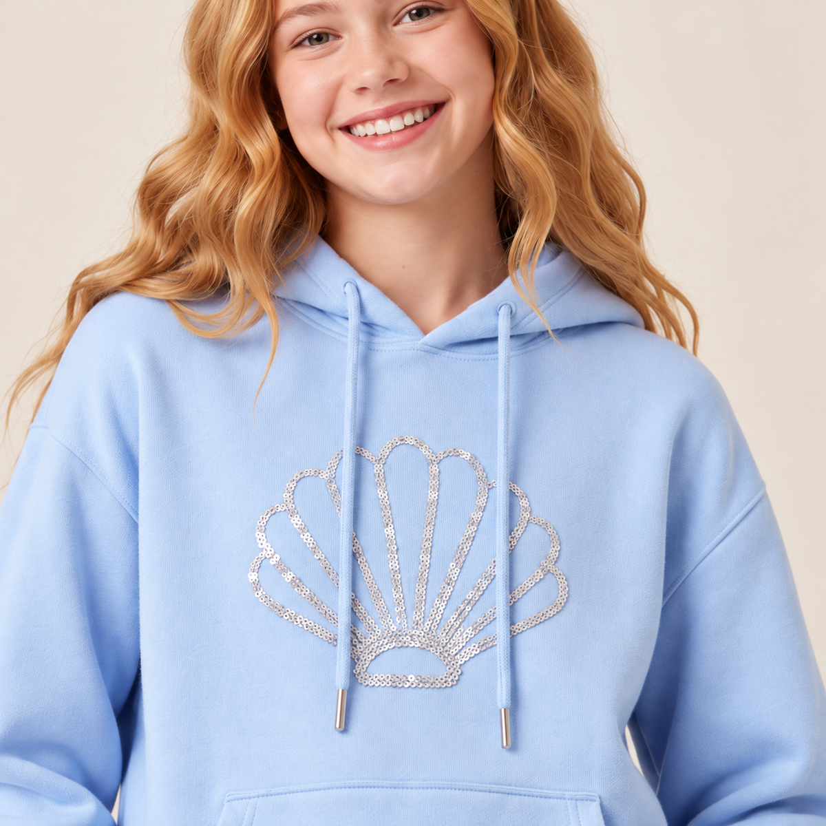 Hoodie para niñas con diseño en lentejuelas - Azul