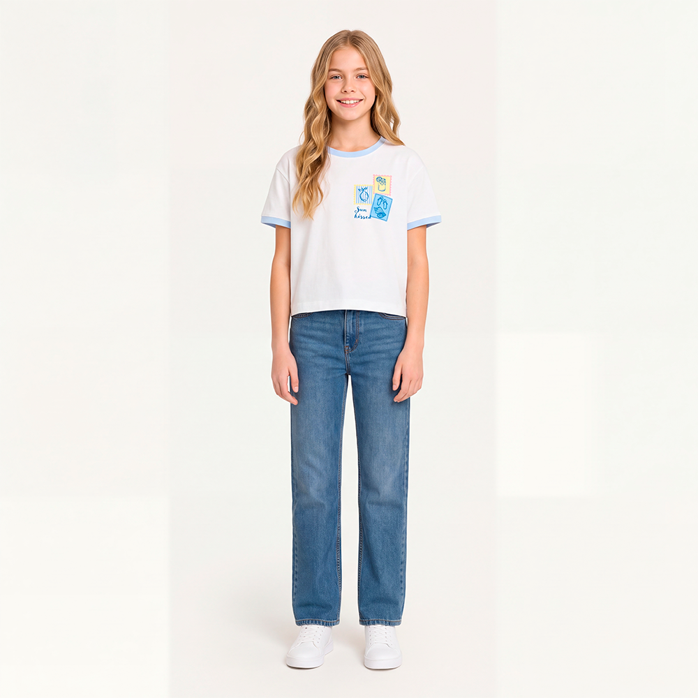 Camiseta para niñas con diseño estampado  - Beige