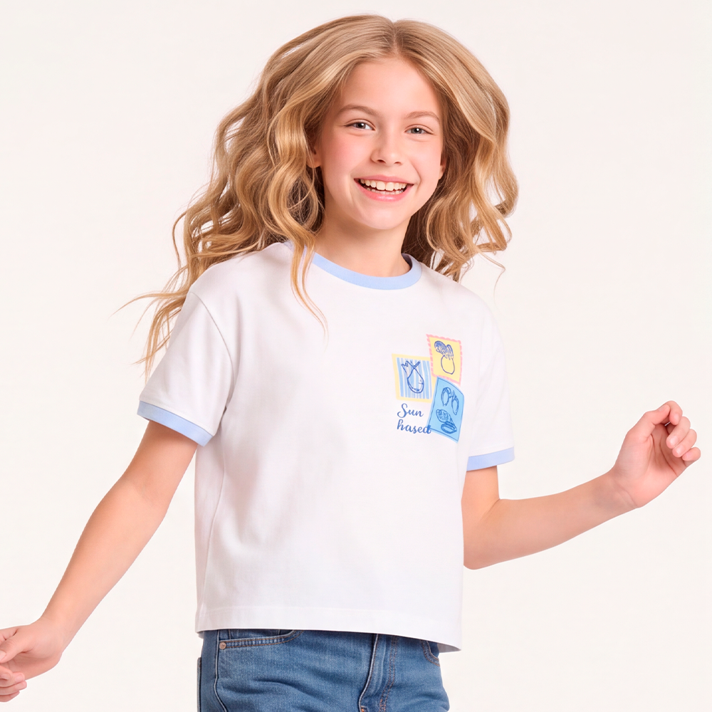 Camiseta para niñas con diseño estampado  - Beige