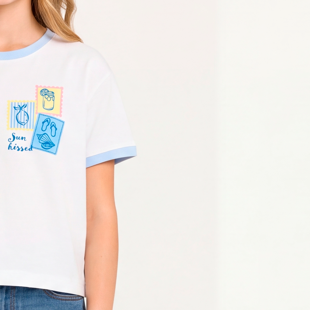 Camiseta para niñas con diseño estampado  - Beige