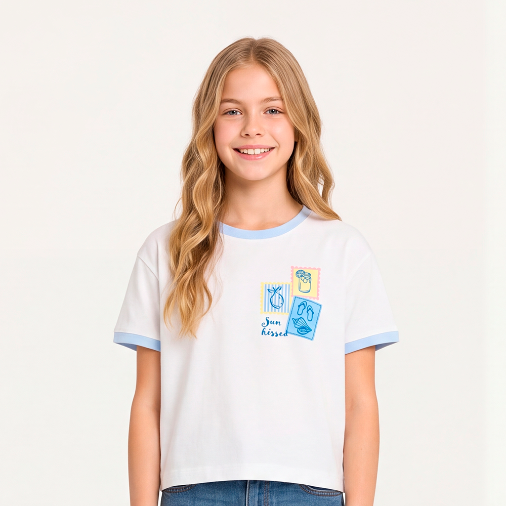 Camiseta para niñas con diseño estampado  - Beige